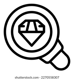 Search diamond icon outline vector. Gem dentist. Magic glass