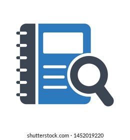 search diary glyph colour vector icon