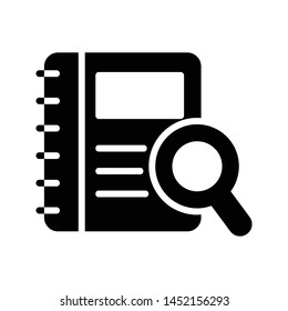 search diary glyph flat vector icon