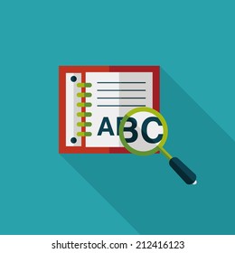 search Dictionary book flat icon with long shadow,eps10