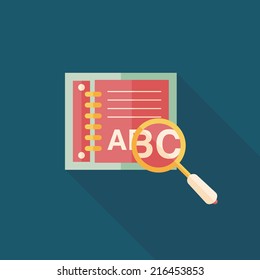 search Dictionary book flat icon with long shadow,eps10