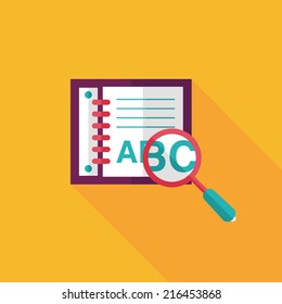 search Dictionary book flat icon with long shadow,eps10