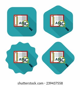 search Dictionary book flat icon with long shadow,eps10