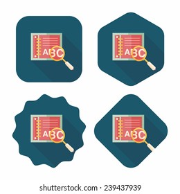 search Dictionary book flat icon with long shadow,eps10