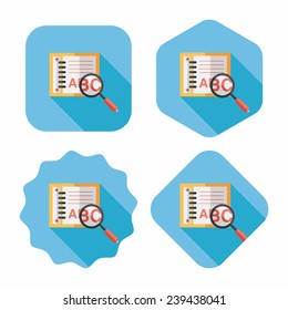 search Dictionary book flat icon with long shadow,eps10