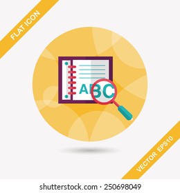 search Dictionary book flat icon with long shadow,eps10