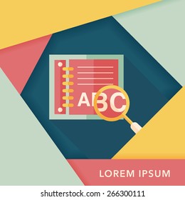 search Dictionary book flat icon with long shadow,eps10