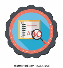 search Dictionary book flat icon with long shadow,eps10