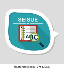 search Dictionary book flat icon with long shadow,eps10
