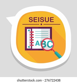 search Dictionary book flat icon with long shadow,eps10
