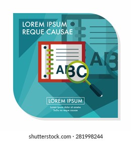 search Dictionary book flat icon with long shadow,eps10