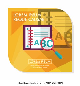 search Dictionary book flat icon with long shadow,eps10