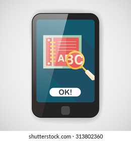 search dictionary book flat icon with long shadow,eps10