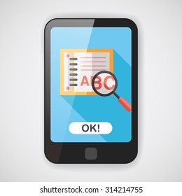 search Dictionary book flat icon with long shadow,eps10
