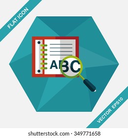 search Dictionary book flat icon with long shadow,eps10