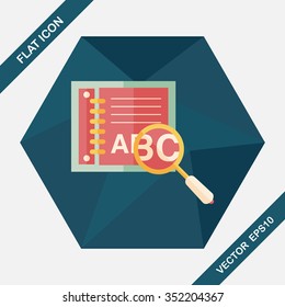 search Dictionary book flat icon with long shadow,eps10