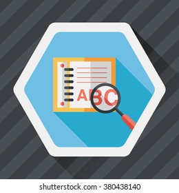 search Dictionary book flat icon with long shadow,eps10