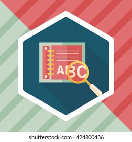 search Dictionary book flat icon with long shadow,eps10
