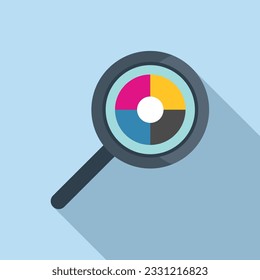 Search digital printing icon flat vector. Print machine. Offset color