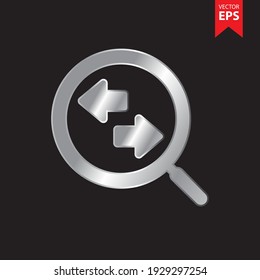 Search Direction icon in trendy silver style isolated on black background. Business and Offices symbol for your web site design, logo, app, UI. Eps10 vector illustration.