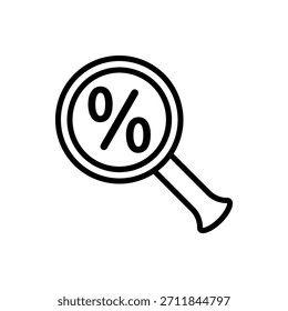Icono de descuento de Búsqueda, Gráficos de Vector de línea