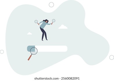 Search, discover or research, SEO, search engine optimization, finding information, new job or explore websites concept.flat characters.