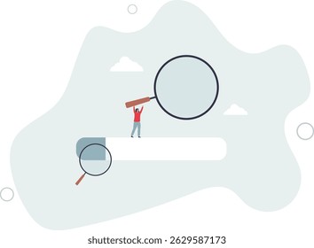 Pesquisar, descobrir ou pesquisar, SEO, otimização do mecanismo de pesquisa, encontrar informações, novo emprego ou explorar o conceito de sites.