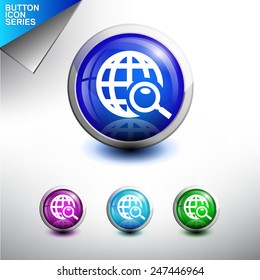 Search and Discovery  Icon. Glossy Button Icon Set. Vector Illustration