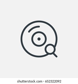 search disk icon. outline vector logo illustration, linear pictogram isolated on gray