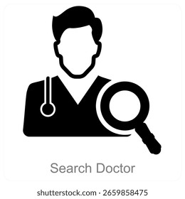 Pesquisar médico vetor ícone design conceito