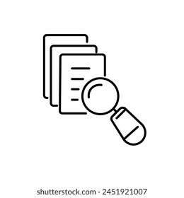 Search document book file icon, line style. To search for a file or file name. line icon style. Editable stroke vector illustration