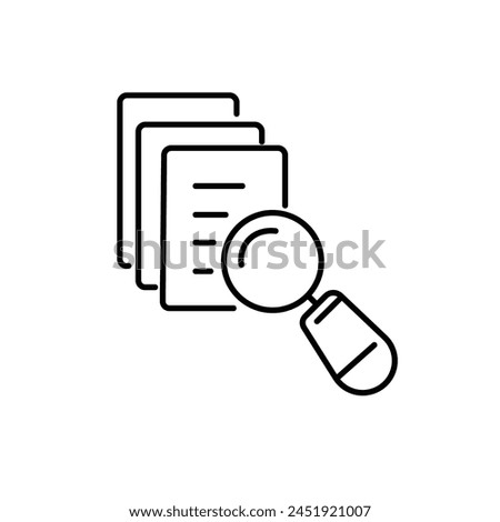 Search document book file icon, line style. To search for a file or file name. line icon style. Editable stroke vector illustration