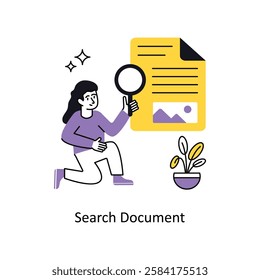 Search Document Concept vector illustration.  isolated on white Background. 