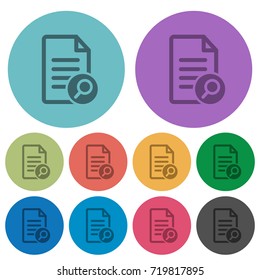 Search document darker flat icons on color round background