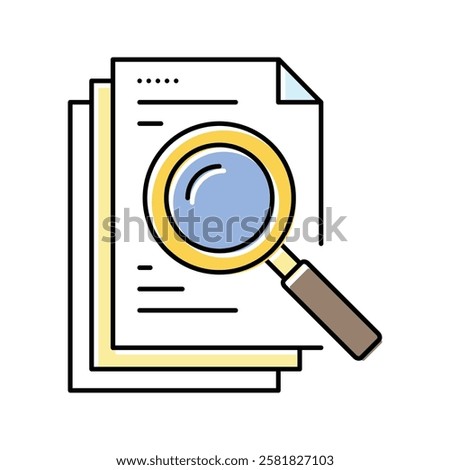 search document file color icon vector. search document file sign. isolated symbol illustration