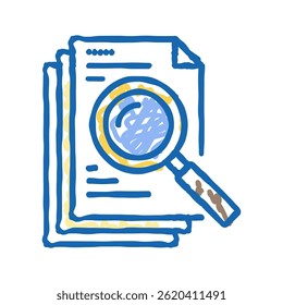 Vector de esbozo del icono del doodle del archivo del documento de la búsqueda. Ilustración aislada del símbolo