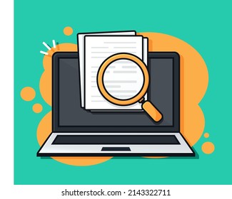 Search document file. Vector illustration