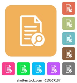 Search document flat icons on rounded square vivid color backgrounds.