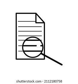 Search document icon. Computer file. Audit check. Analysis process. Business data. Vector illustration. Stock image. 
