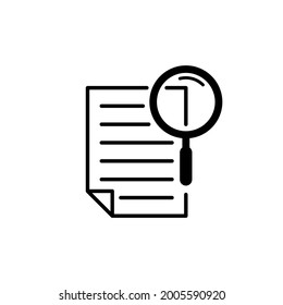 Plantilla gráfica de diseño de icono de documento de búsqueda aislada