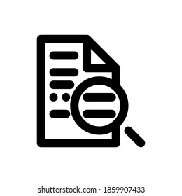 icono de documento de búsqueda símbolo de signo aislado ilustración vectorial - con iconos de esquema de estilo