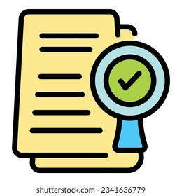 Search document icon outline vector. Child help. Parent kid color flat