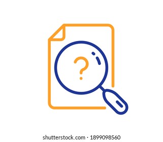 Search document line icon. Help book sign. Instruction manual symbol. Quality design element. Line style search document icon. Editable stroke. Vector