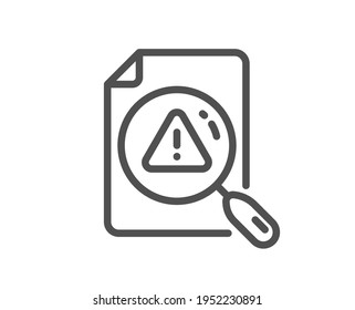 Search document line icon. Help book sign. Instruction manual symbol. Quality design element. Linear style search document icon. Editable stroke. Vector