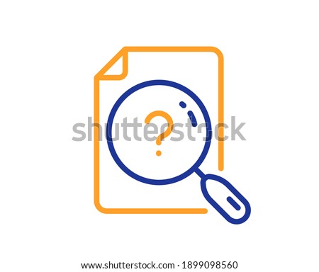 Search document line icon. Help book sign. Instruction manual symbol. Quality design element. Line style search document icon. Editable stroke. Vector