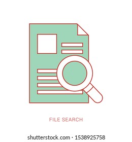 Search document magnifier flat icon