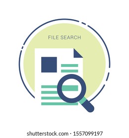 Search document magnifier flat icon