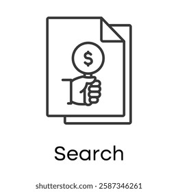 Search – Document with Money Symbol Representing Financial Research