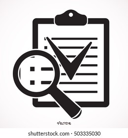 Search Documents Icon, pictogram icon on gray background. Vector illustration for web site, mobile application. Simple flat metro design style.