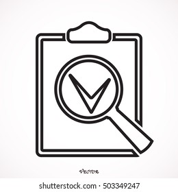Search Documents Icon, pictogram icon on gray background. Vector illustration for web site, mobile application. Simple flat metro design style.
